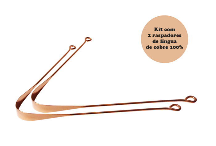 kit com 2 raspadores de língua de cobre 100% fabricados na Índia