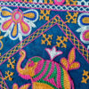 Bolsa indiana de tecido retangular com bordado floral e elefante Azul