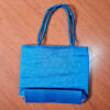Bolsa indiana de tecido retangular com bordado floral e elefante Azul