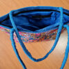 Bolsa indiana de tecido retangular com bordado floral e elefante Azul