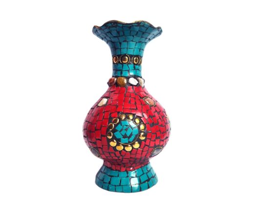 20210718_121932-scaled Vaso indiano metal dourado mosaico de pedras coral e turquesa