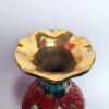 Vaso indiano metal dourado mosaico de pedras coral e turquesa