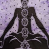 Panô indiano com técnica Batik estampa de Iogue e Chakras roxo
