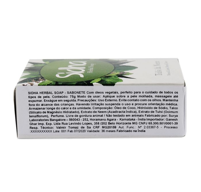 Sabonete Ayurvédico de Tulsi e Neem Sidha 75g