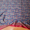 Sari indiano viscose com estampa de floral azul e vermelho