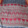 Sari indiano viscose com estampa de floral azul e vermelho