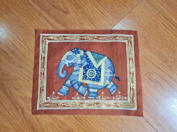 pintura indiana em seda de elefante indiano
