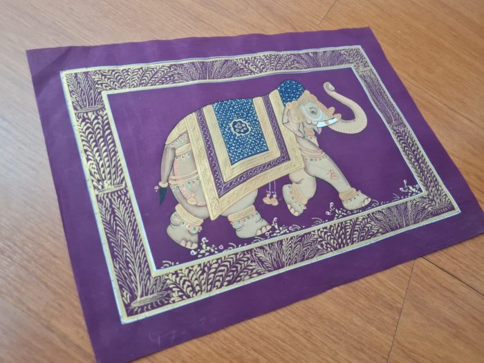 20210511_194907 Pintura Rajasthani em seda design de elefante indiano cor fucsia