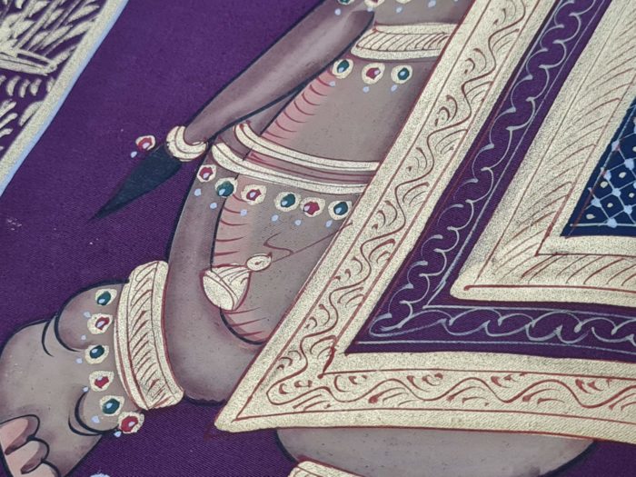 20210511_194919 Pintura Rajasthani em seda design de elefante indiano cor fucsia