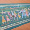 Pintura Rajasthani em seda design de grupo de viajantes com elefantes e camelos