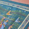 Pintura Rajasthani em seda design de grupo de viajantes com elefantes e camelos