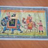 pintura indiana em seda com elefante, camelo e viajantes