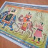 Pintura Rajasthani em seda design de elefante e camelo com viajantes