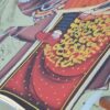 Pintura Rajasthani em seda design de elefante e camelo com viajantes