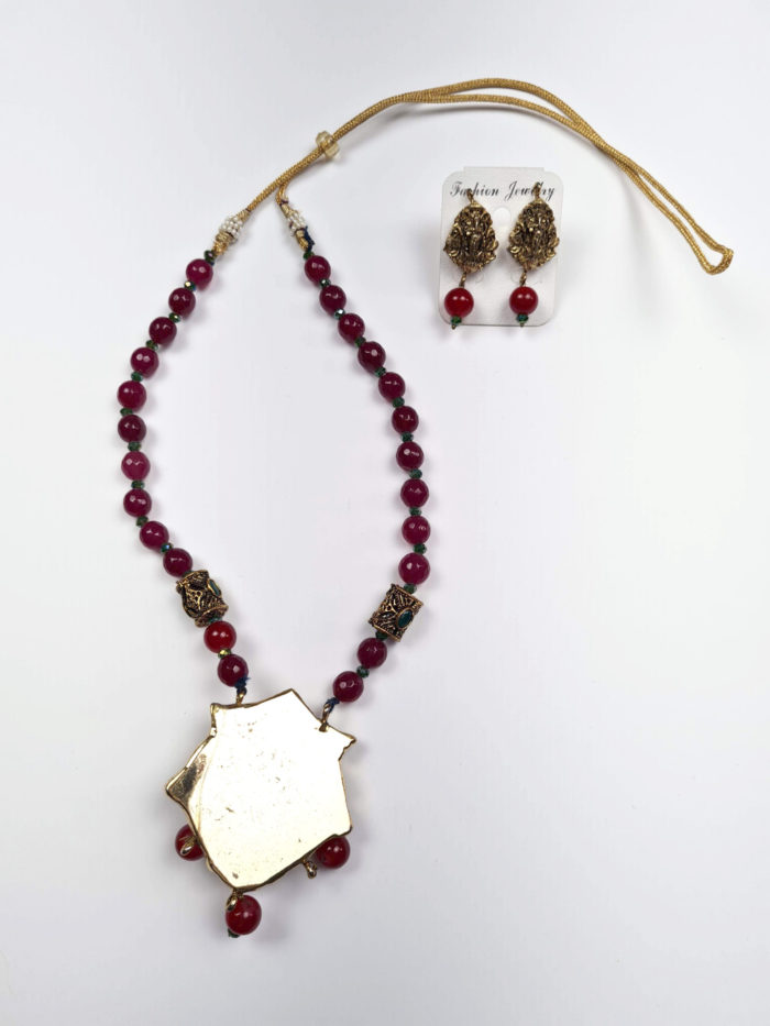 Conjunto de bijuteria indiana clássica de Ganesha com pedrarias