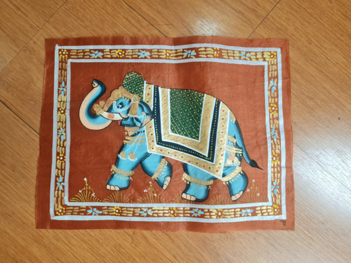 20210511_194131 Pintura Rajasthani em seda design de elefante indiano