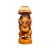 Estátua indiana de Ganesha esculpida em madeira 14cm
