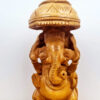 Estátua indiana de Ganesha esculpida em madeira 14cm