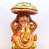 20210930_210428 Estátua indiana de Ganesha esculpida em madeira e pintado à mão 13cm
