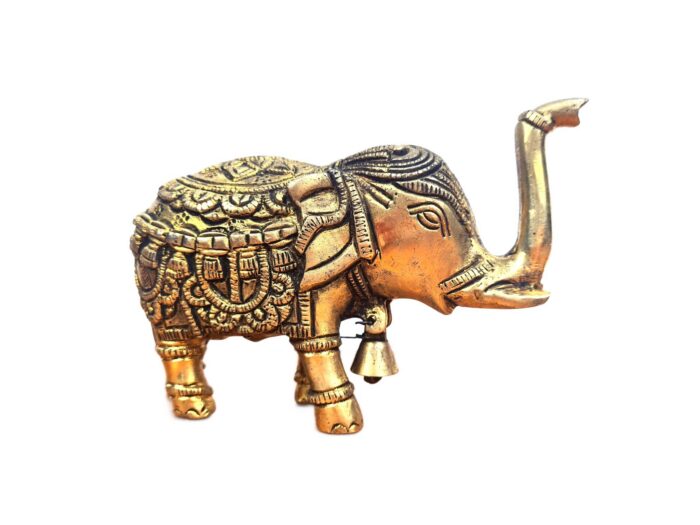 Elefante indiano esculpido em metal 14cm