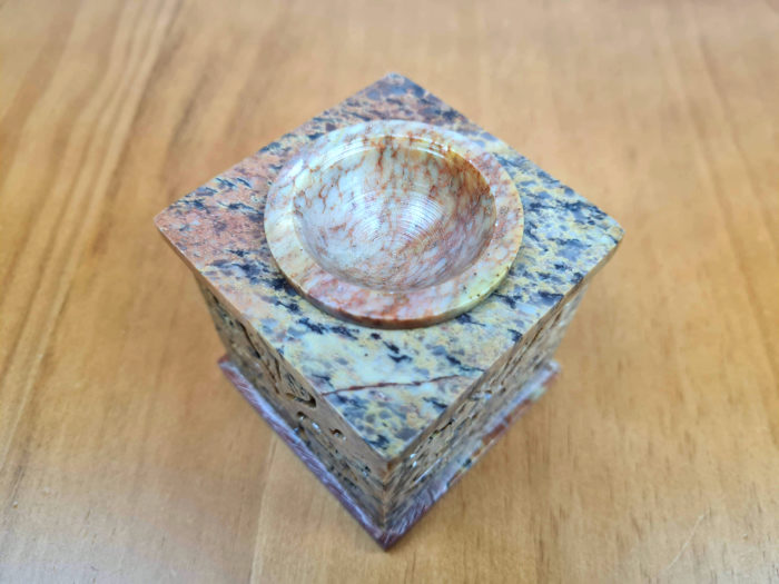 Difusor de pedra sabão base rechaud de vela coral mesclado