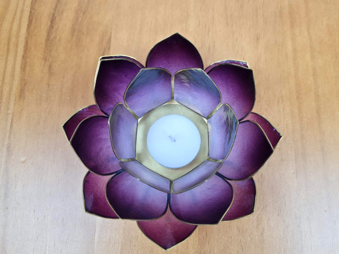 castiçal de vela flor de lótus de madrepérolas