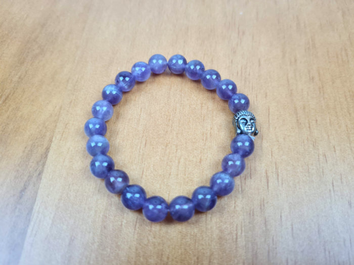 cristal ametista, pulseira de pedras naturais com berloque de Buda