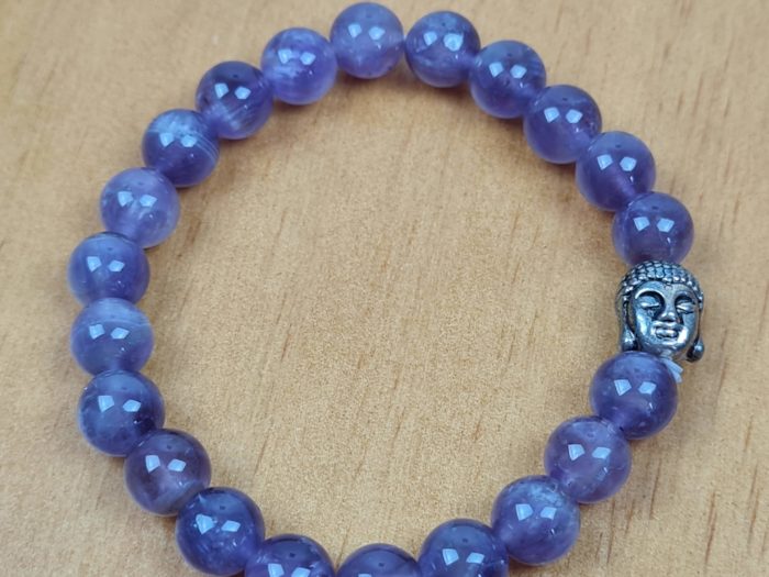 Pulseira indiana de pedras naturais e berloque de Buda Ametista