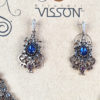 Conjunto de colar e brincos indianos para festa azul e vinho