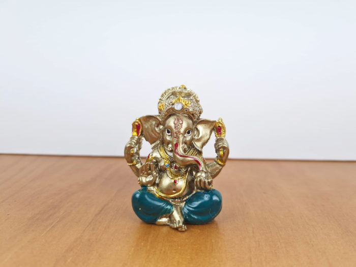 Ganesha de resina miniatura dourado 5cm