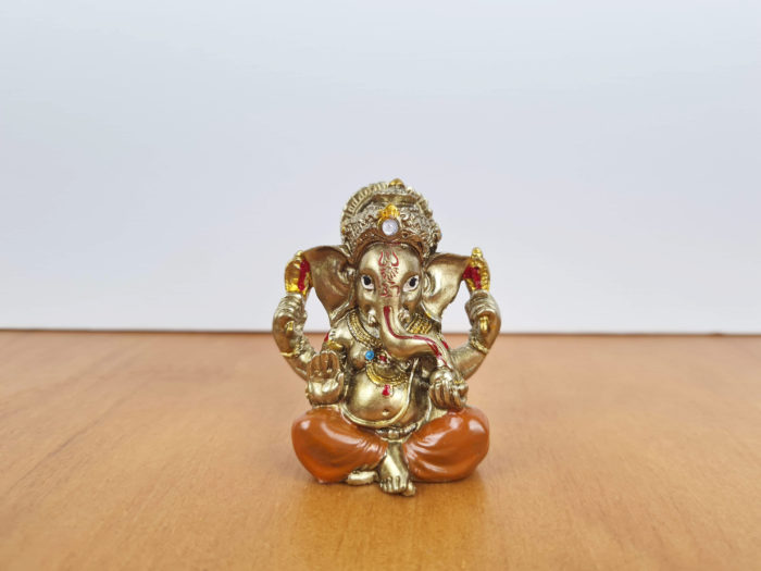 Ganesha de resina miniatura dourado 5cm