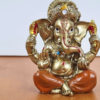 Estátua mini do Deus Ganesha dourado e ocre 5cm