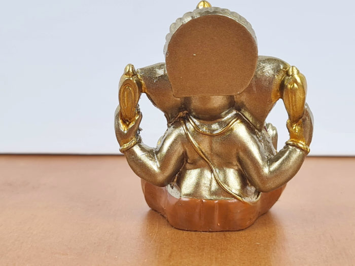Estátua mini do Deus Ganesha dourado e ocre 5cm