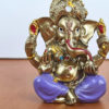 Estátua mini do Deus Ganesha dourado e lilás 5cm