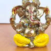 Estátua mini do Deus Ganesha dourado e amarelo 5cm
