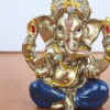 Estátua mini do Deus Ganesha dourado e azul 5cm