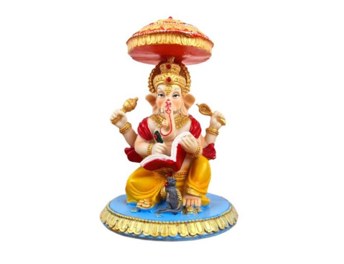 Estátua de Deus Ganesha colorida 18cm