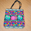 bolsa indiana de tecido com elefantes bordados super color neon