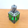 Luminária indiana à vela com vitral verde e ferro 12cm