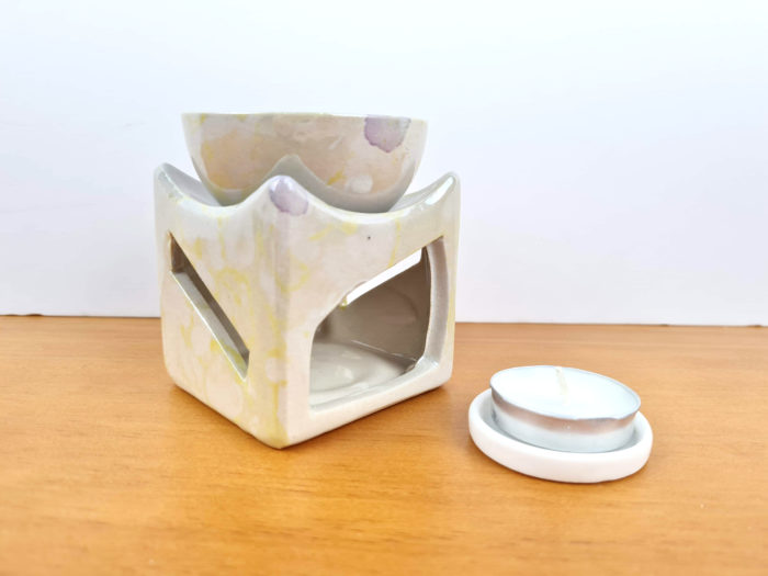 rechaud de vela amarelo mesclado design quadrado