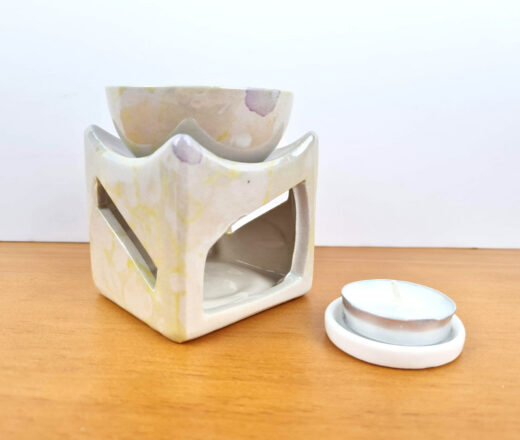 rechaud de vela amarelo mesclado design quadrado