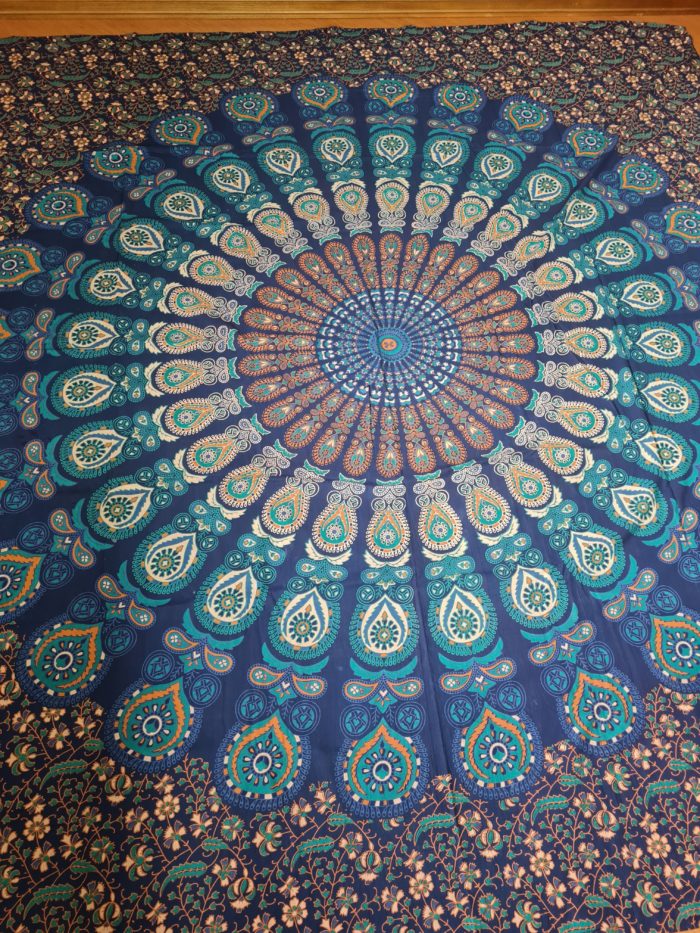 20220131_154523 Colcha indiana ou painel decorativo Mandala azul e verde