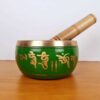 tigela tibetana de 7 ligas de metal verde e dourada