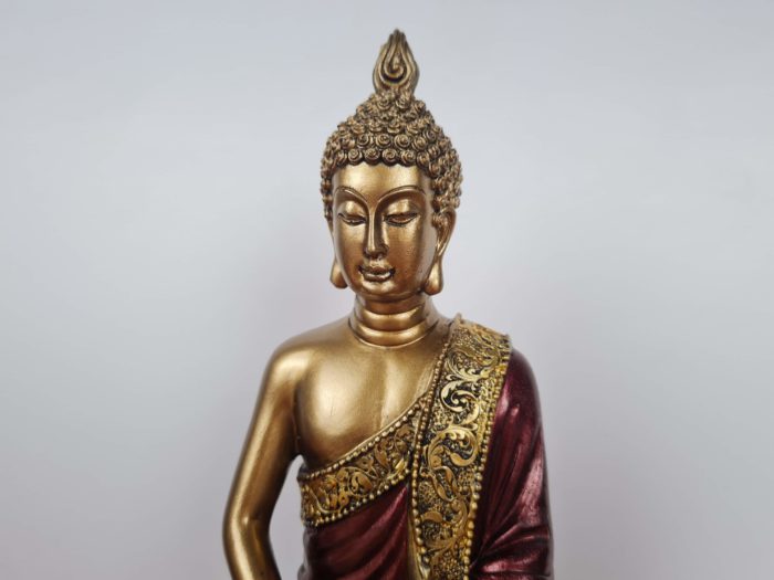 20220503_142410 Estátua de Buda tailandês pintura especial vinho e dourado 24cm