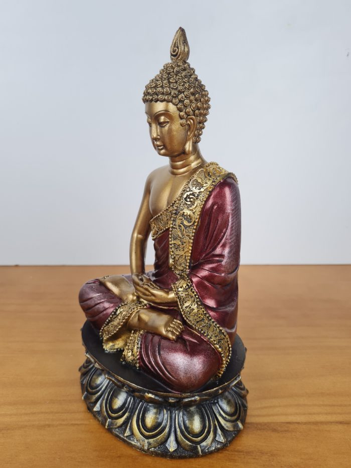 20220503_142433 Estátua de Buda tailandês pintura especial vinho e dourado 24cm