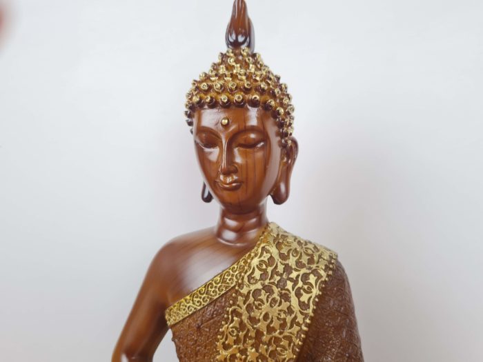 Estátua de Buda tailandês resina pintura especial com dourado 27cm