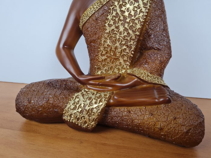 Estátua de Buda tailandês resina pintura especial com dourado 27cm