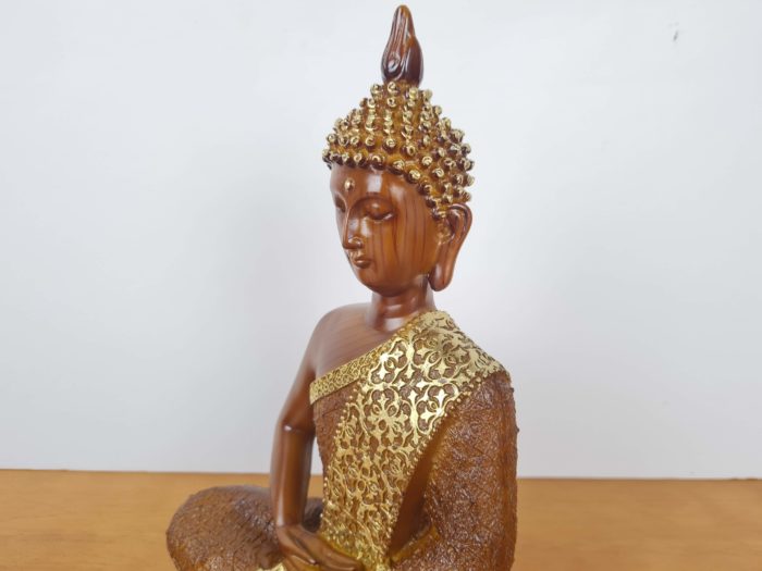 Estátua de Buda tailandês resina pintura especial com dourado 27cm