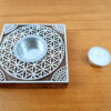 castiçal a base de vela, feito com blockprinting