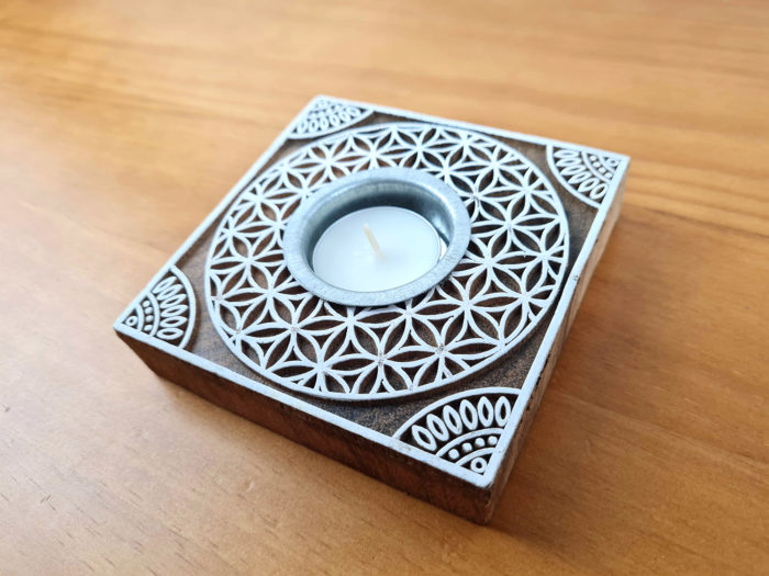 Castiçal de vela indiano block printing design quadrado